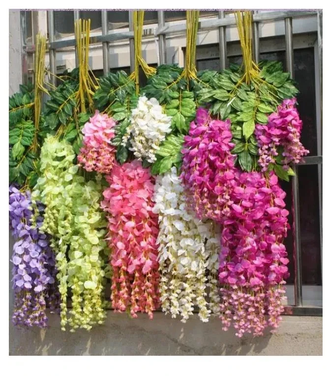 30lots Artificial Ivy Flowers Silk Flower Wisteria Vine Flower Rattan For Wedding Centerpieces Decorations Bouquet Garland Home