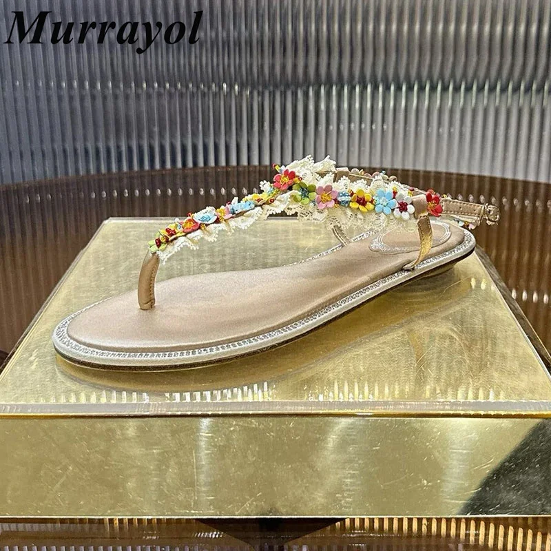 Sandals Bling Bling Butterfly Rhinestone Decor Flip Flop Women Pinch Toe Flats Sandalias Mujer Summer Seaside Vacation Shoes