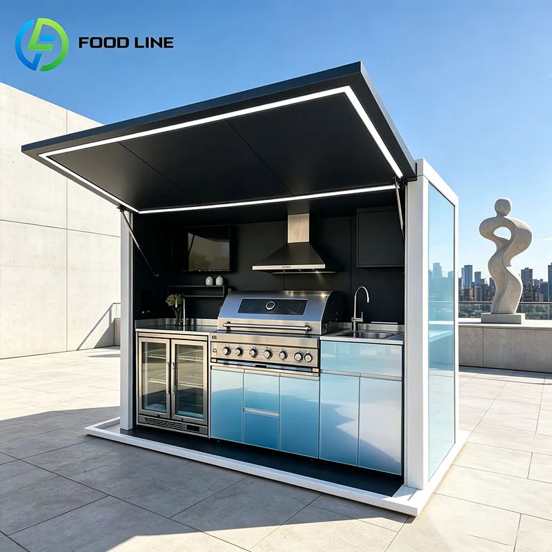 Outdoor Kitchen Grill Cabinet BBQ Island Pizza Oven Sink Refrigerator Built In Cooking Station Customized