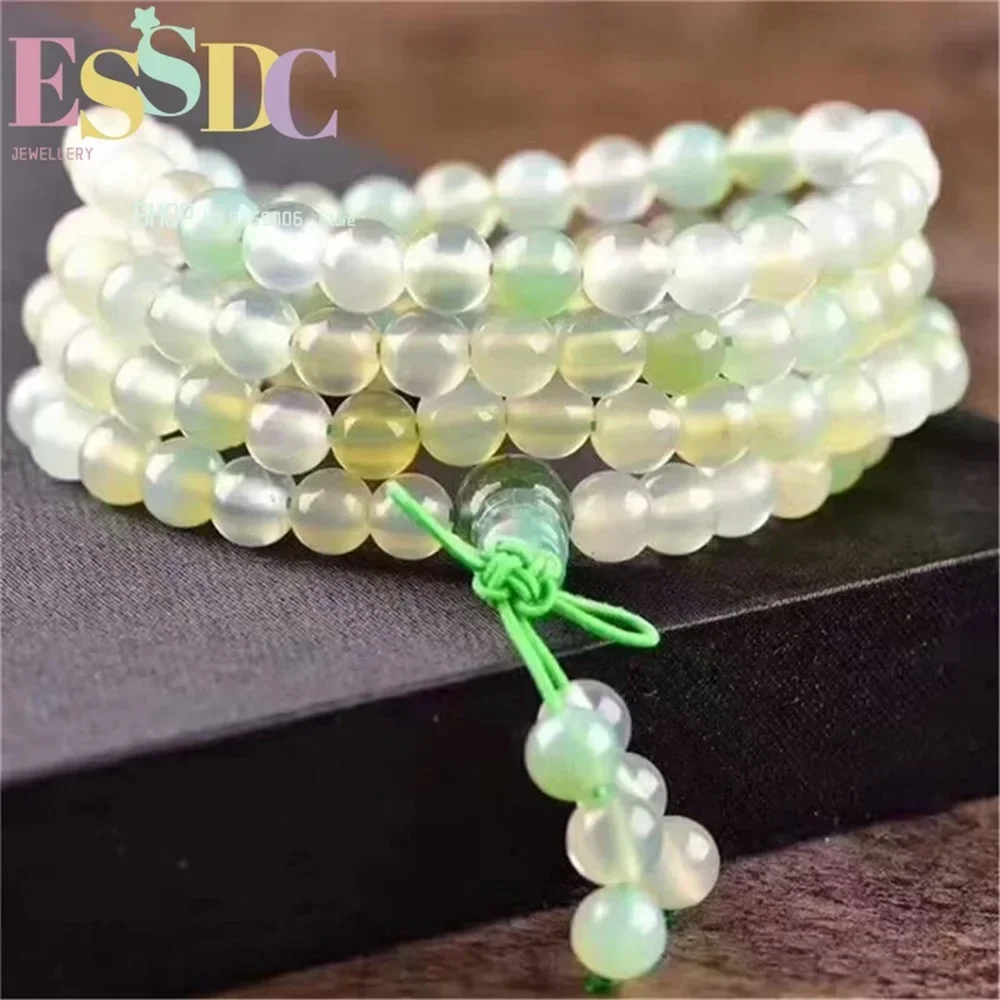 New Natural Apple Green Onyx 6mm 108 Mara Beads Fashion Simple and Generous Women's Yoga Meditation Bracelet Retro Chain