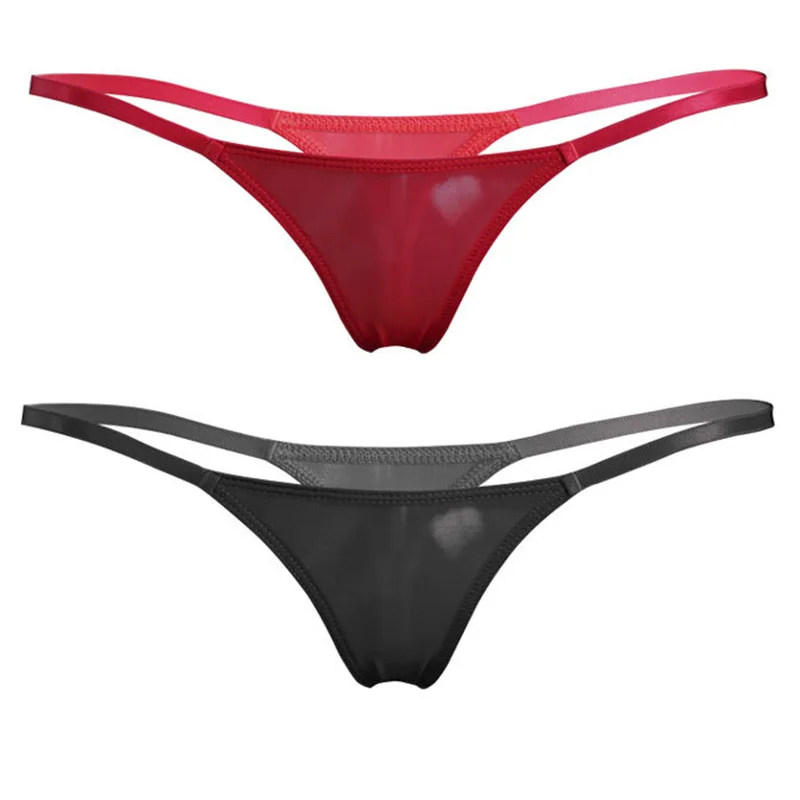 Sexy Woemn's G-String Thong Solid Ladies' Lingerie Thong Briefs Mini Underwear Transparent Erotic Ice Silk Thong Solid Low Waist