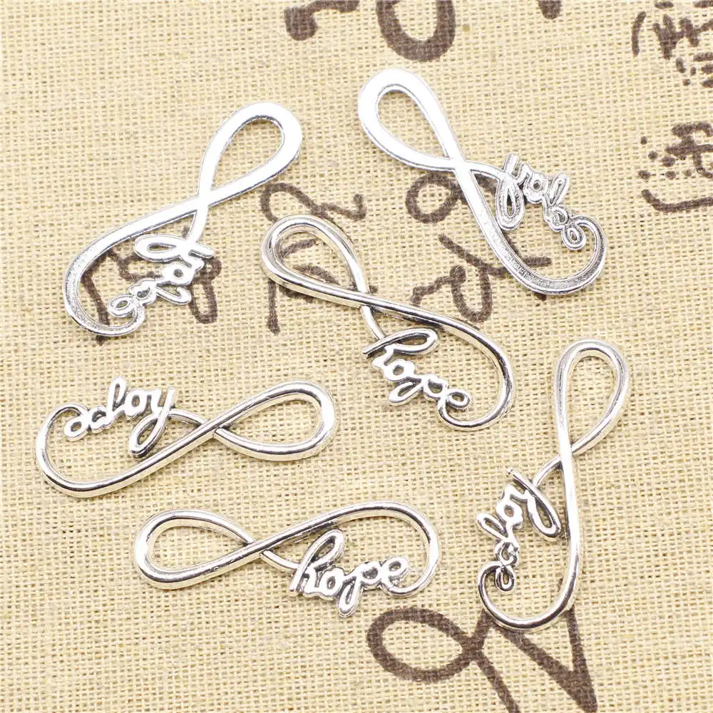 Beautiful Jewelry Home Decor Crafts Connector Love Heart 8 Characters Antique Silver Color Pendant Diy 15x39mm 10pcs