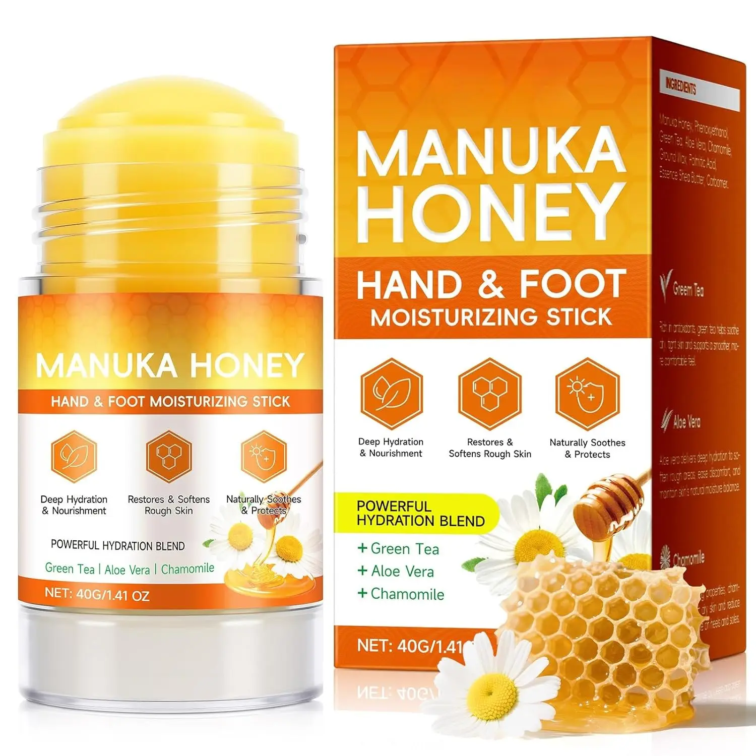 

Manuka Honey Hand & Foot Moisturizing Stick – Deep Hydration, Softens Rough Skin & Reduces Dryness – Aloe Vera