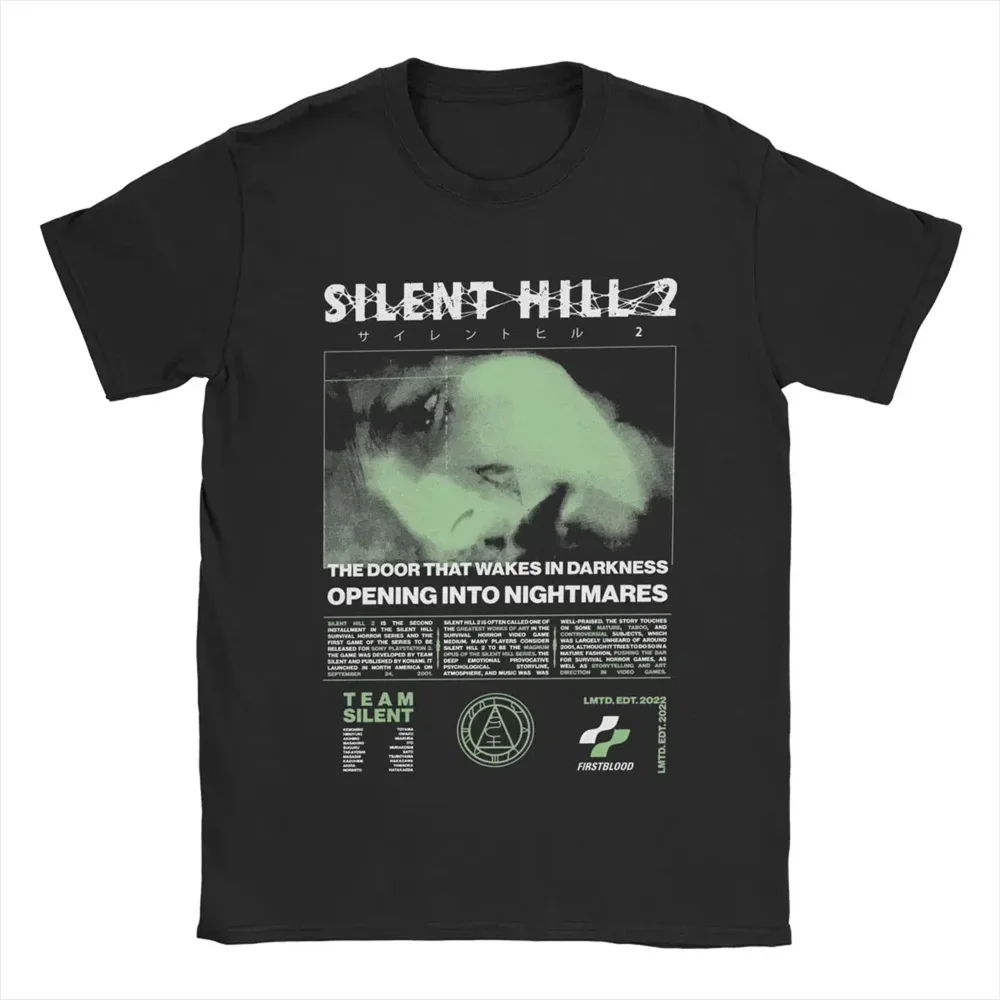 Men Silent Hill 2 Men's T Shirts  Japanese Horror Survival Game Cotton Tops Casual Short Sleeve Round Neck T-Shirts Men Clothing