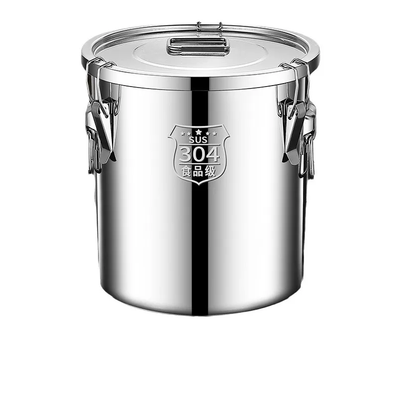 

304 stainless steel kitchen rice pot food storage tank sealed bucket container bucket type efficient organization