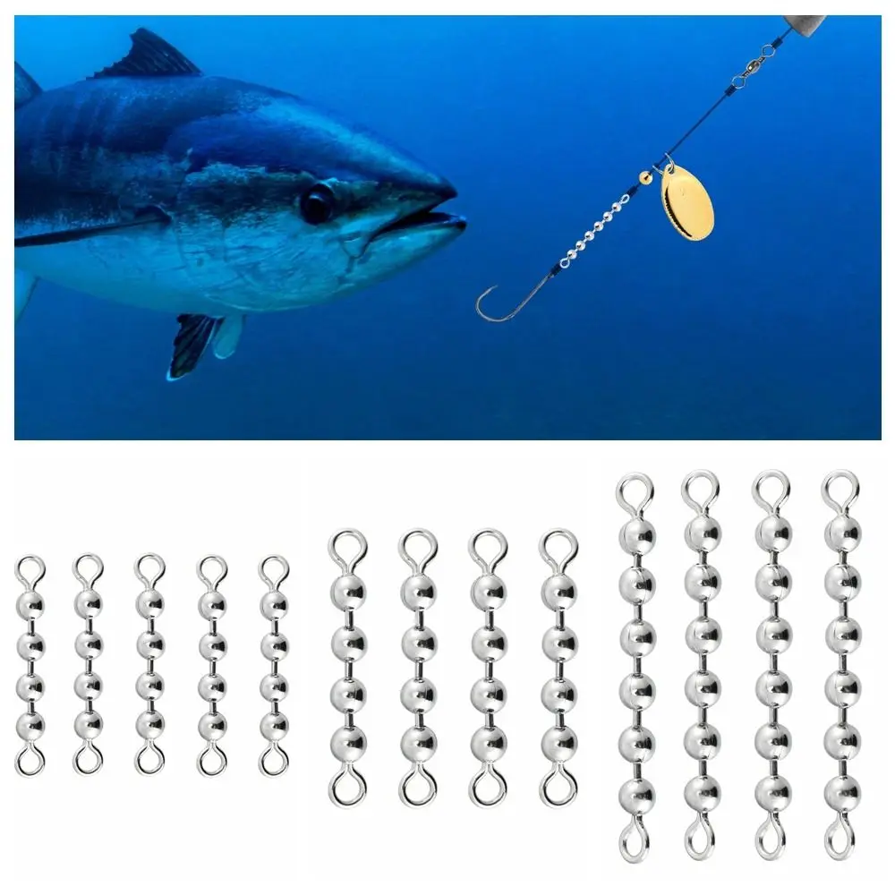 5pcs Bead Fishing Bead Chain Swivel Stainless Steel Eight-figure Ring Fishing Rolling Bead Chain Connector Not Easily Deformed