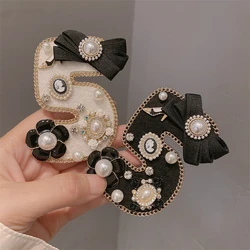 Elegant Women Girls Fashion Classic 5 Number Pearl Cloth Brooches Badges Fashion Lady Vintage Party Banquet Dress Brooches Pins