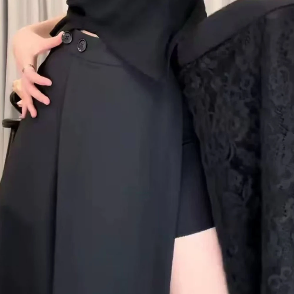 Irregular black lace summer 2025 new thin long slim high waist foreign A-shaped  y2k skirt slim fit korean fashion clothing