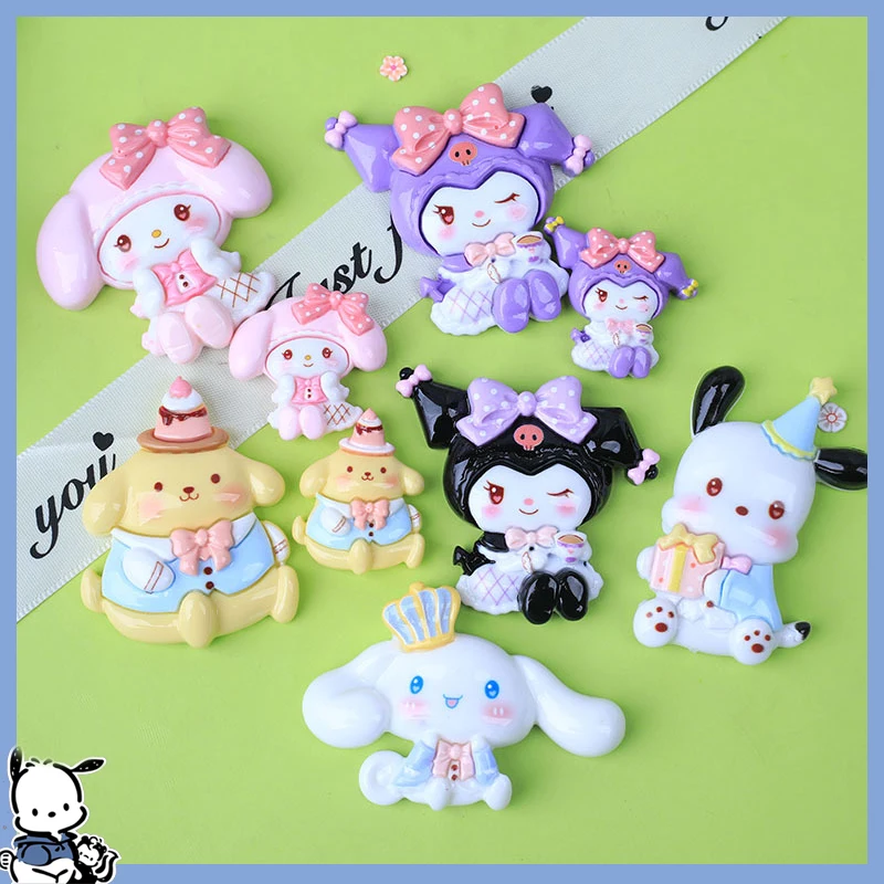 

10Pcs Sanrioed Charm Resin Cartoon Anime Kuromi Phone Case Decor Hairclips Accessories Pochacco Cinnamoroll Melody Jewelry Resin