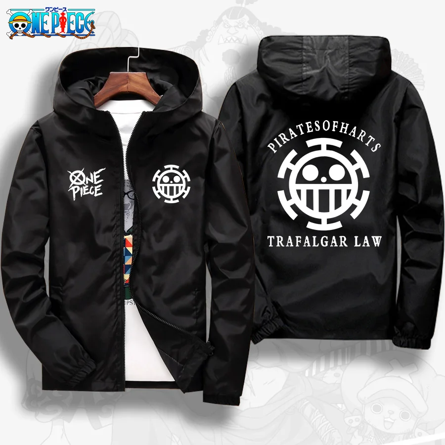 One Piece Trafalgar Anime-Print-Herbstjacke, Herren- und Damen-Freizeitjacke, winddichte Sportbekleidung, modische Outdoor-Radsportbekleidung, Geschenk