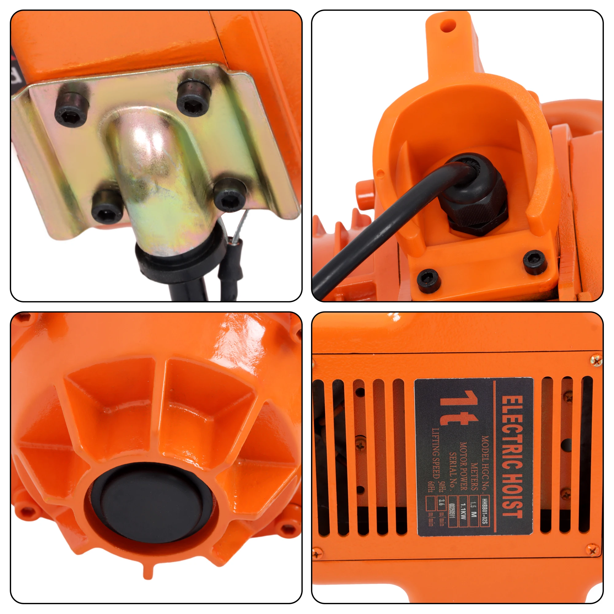 Kerekan Rantai Listrik 2200Lbs, Remote Control Berkabel 1,5M/5Ft, Tinggi 3M/10Ft, Kecepatan (3,9M), Kerekan Rantai Listrik 110V