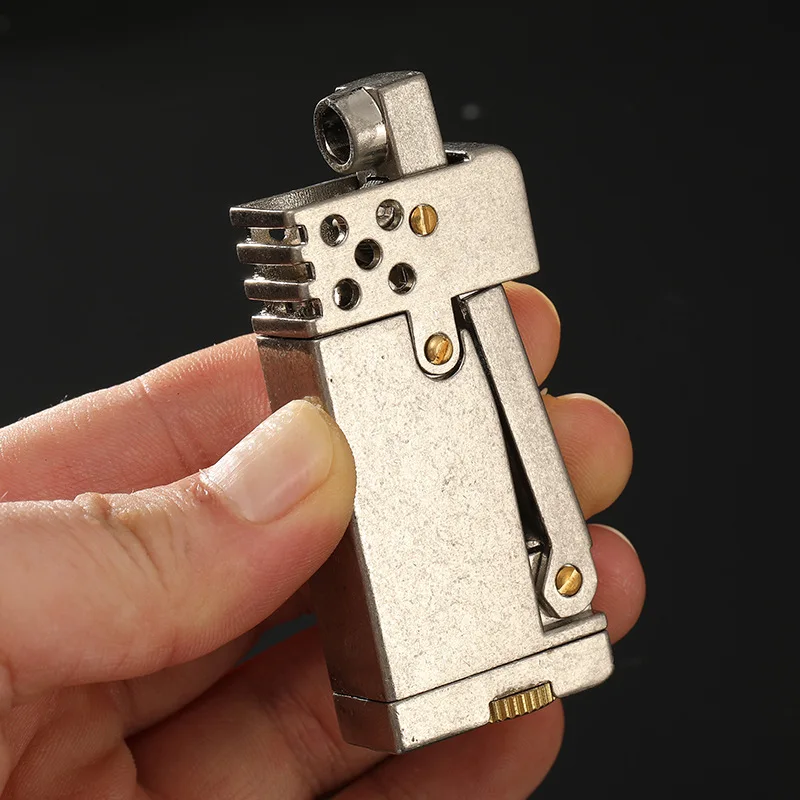 

Vintage Metal oil Lighter Retro mechanical Cigarette Lighter Windproof Torch Lighters Smoking Men's Gift Side Press Flint