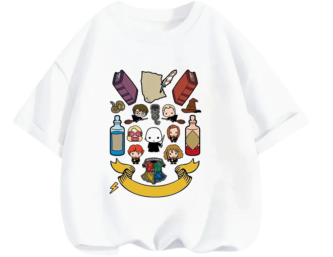 Hot Sale Harry Potter Cartoon T Shirt Summer Street Style Casual Round Neck Tee For Young Kids view 2