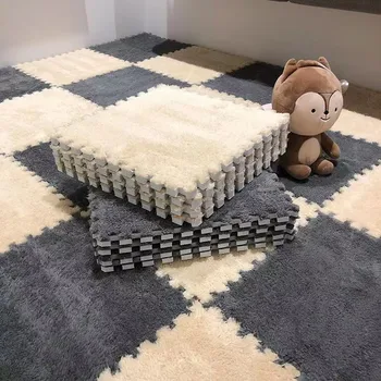 Tapis de jeu en peluche douce pour bébé, 60 pièces, en mousse EVA, pour enfants, carreaux d'exercice imbriqués, tapis de sol et tapis pour enfants, 30x30 CM