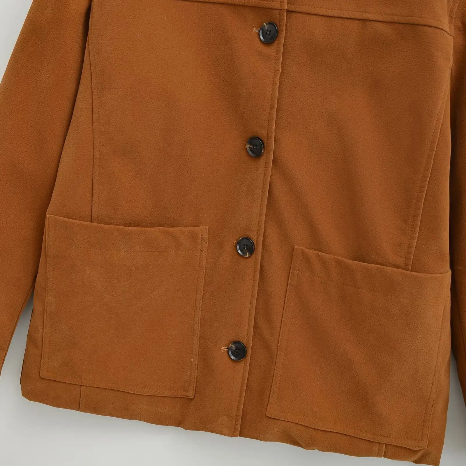 Casaco jaet de couro sintético reversível feminino de alta qualidade outono novo sle jnleaog fibra de poliéster longo sve