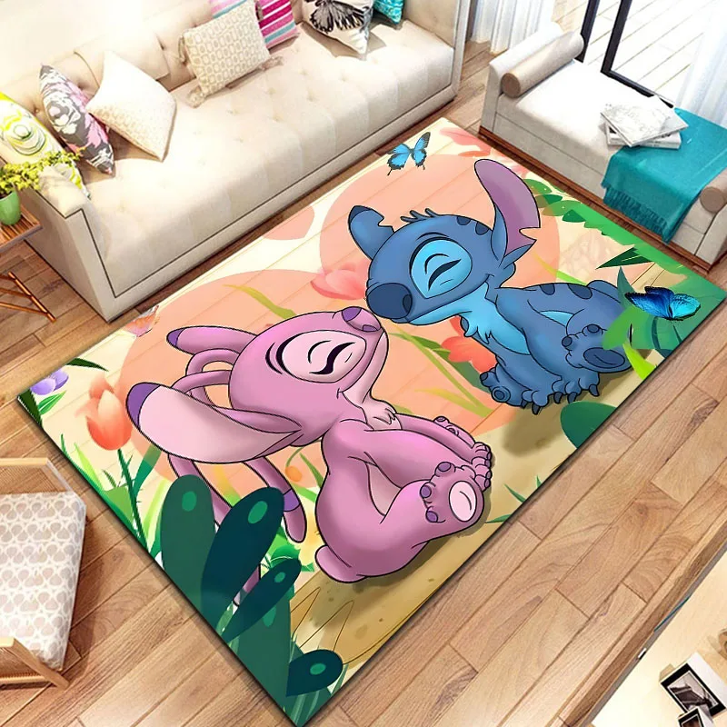 Disney Stitch Carpet Yoga Living Room Decor Children\'s Crawling Mat Doormat Living Room Area Rug Games Area Washroom Floor Mat