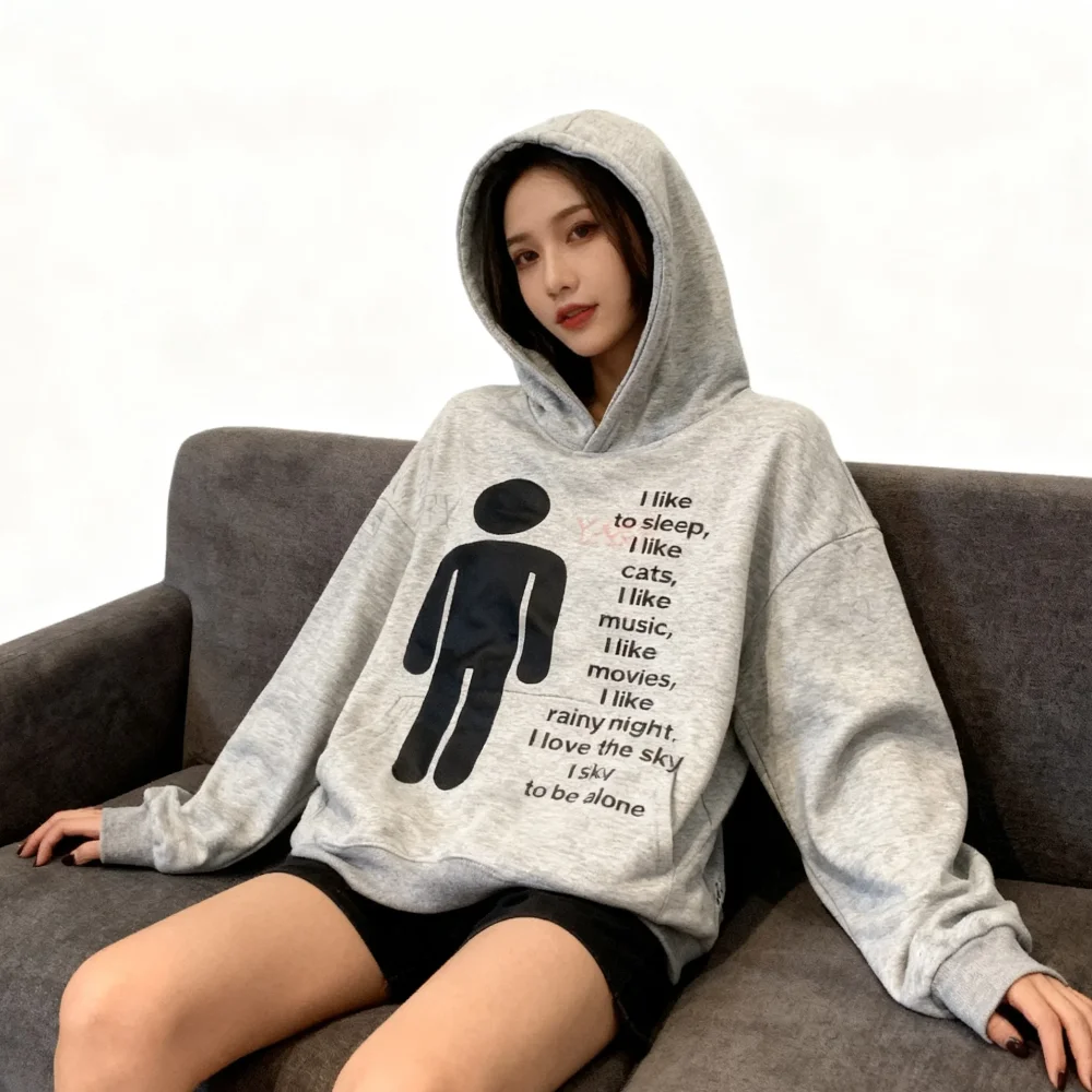 

Европа и Америка, трансграничный индивидуальный темный свитер с принтом, толстовка с длинными рукавами, пальто в стиле ретро, уличный тренд y2k