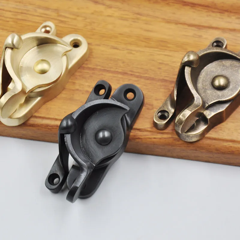 Crescent lock, high-end brass antique wood window crescent lock, retro sliding door lock, old-fashioned door and window