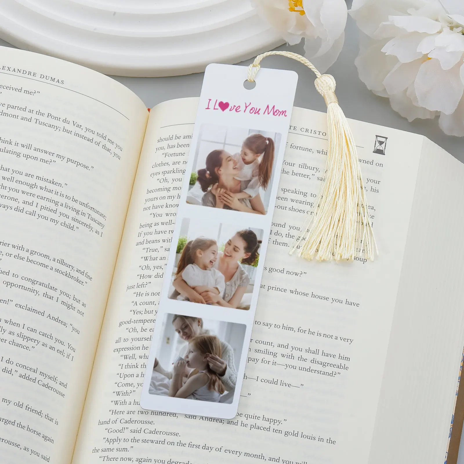 

Personalized 3 Photos Metal Bookmark Mother’s Day Gift Marks for Lovers Metal Gifts Read Markers with Tassel Custom Gift Present