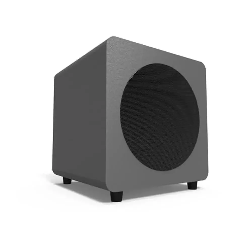 8" verzegelde subwoofer 300W piekvermogen matgrijs compact ontwerp eenvoudige integratie duurzame materialen