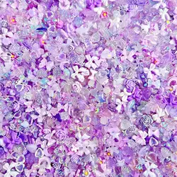 Mixed Purple Transparent Gradient Bow Star Nail Charms 3D Resin Butterfly Jellyfish Shell Nail Art Decorations DIY Accessories