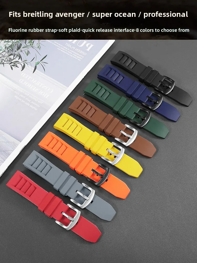 Fluorororubber Watch Strap for Breitling Avenger Super Ocean Aviation Timing Professional Men's Quick Release Strap