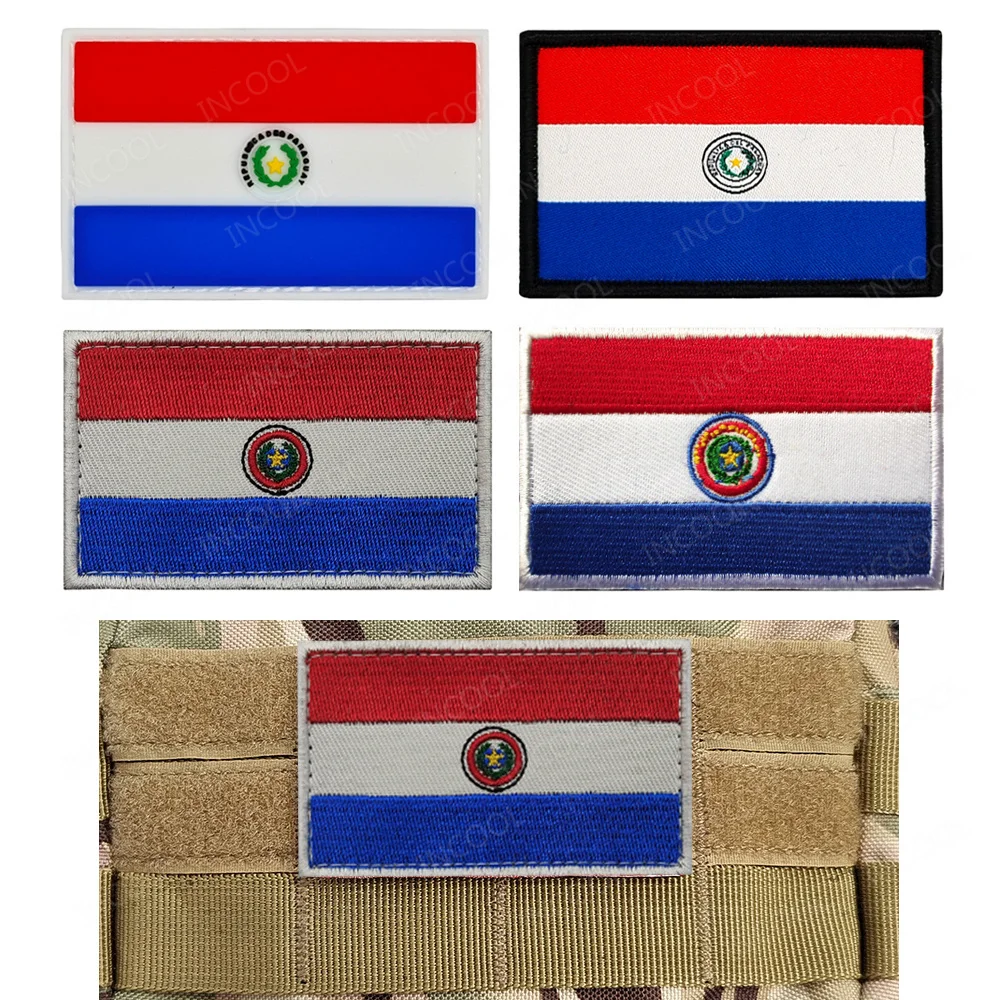 Paraguay Flag Embroidered Patch PVC Rubber Paraguayan Patches Appliques Armband Decorative Shoulder Badges For Clothing Backpack
