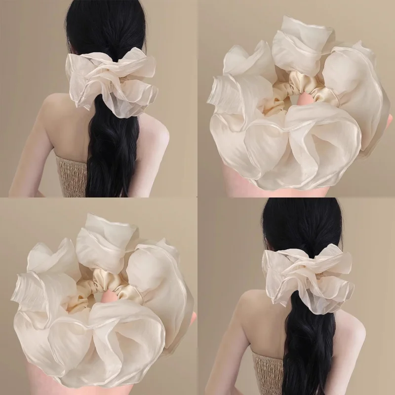 

High-End Large Lace Scrunchie Women 2025 New Elegant Bubble Tie Rope Hair Flower