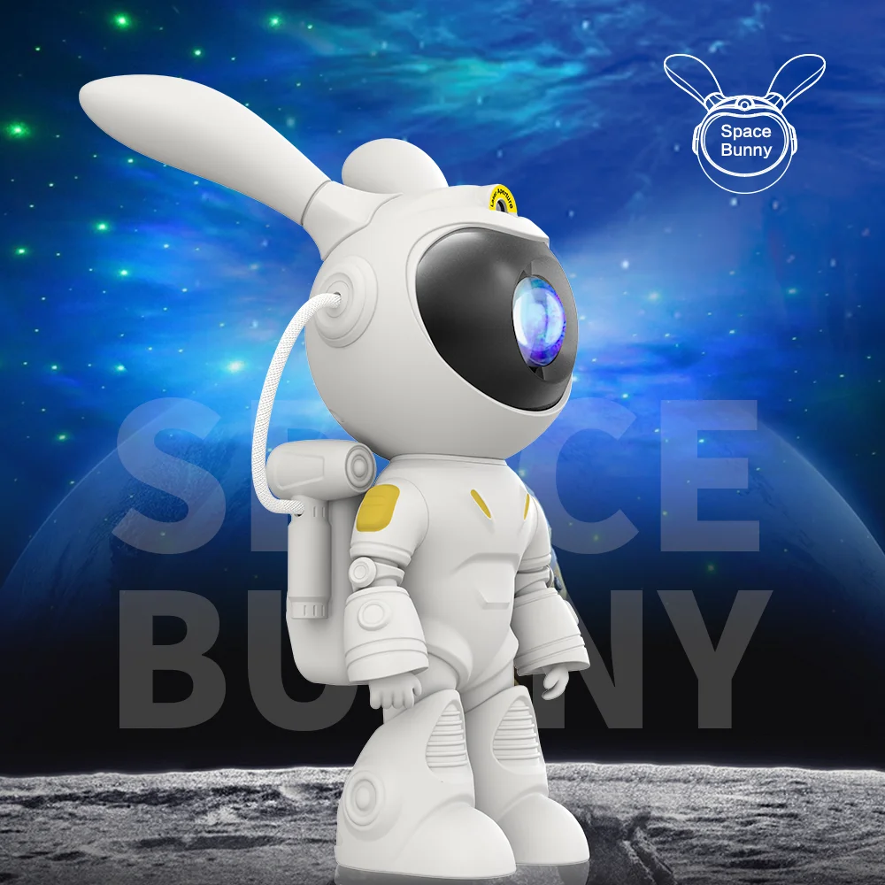 LED Space bunny Star Projector Night Light Adjustable 8 modes Remote Control   Projector Lamp  Kids Bedroom Decor