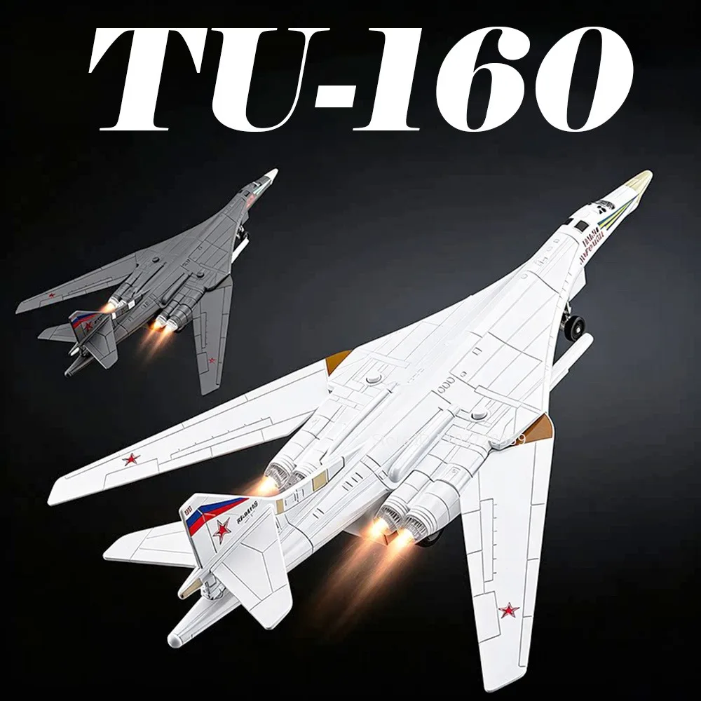1:150 Tu-160 Strategic Bomber Miniature Toy Models Metal Diecast Alloy Military Aircraft Models Pull Back Collection Airplanes