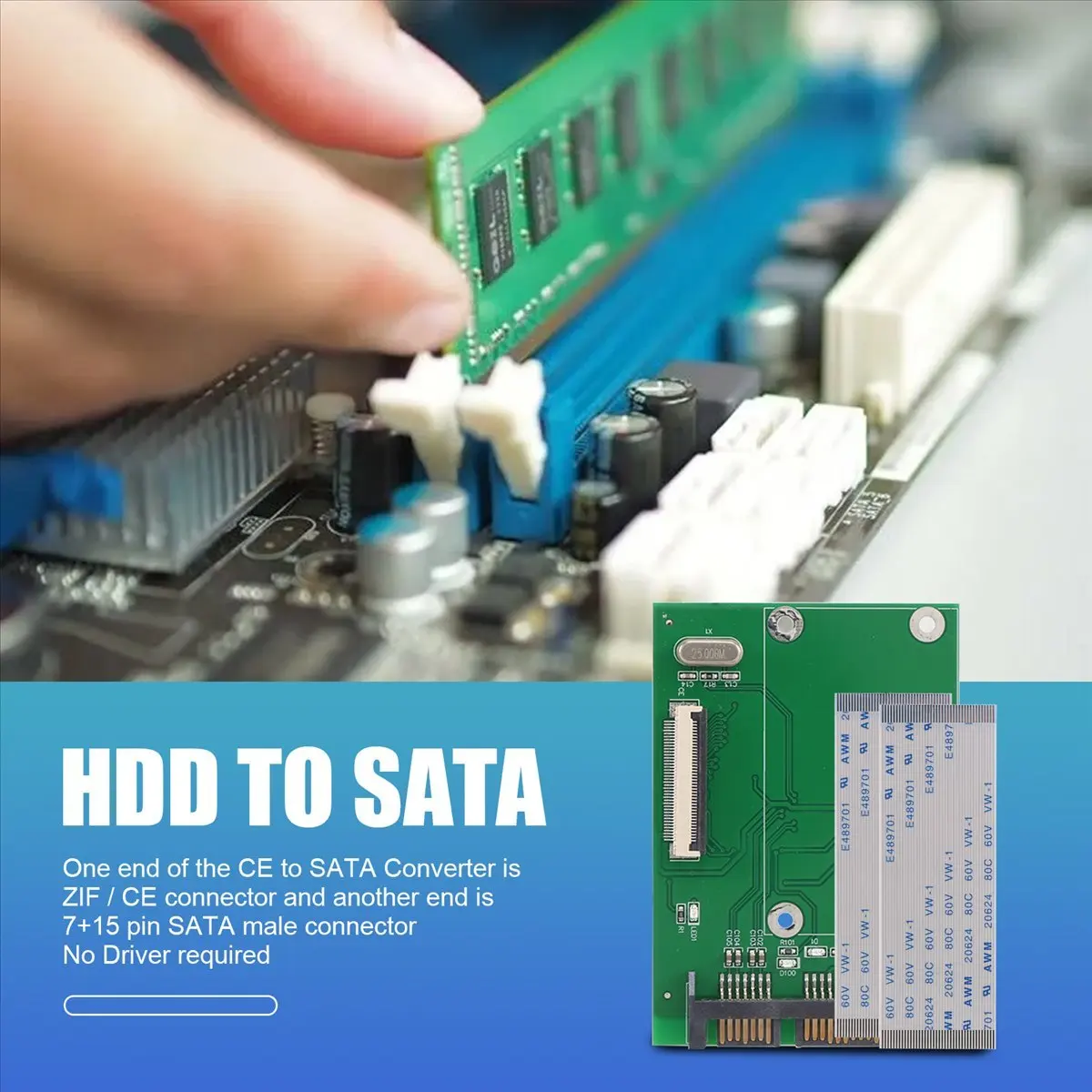 L77A 1.8 Inch 40Pin ZIF/CE SSD HDD Hard Disk Drive to 7+15 22 Pin SATA Adapter Converter Board