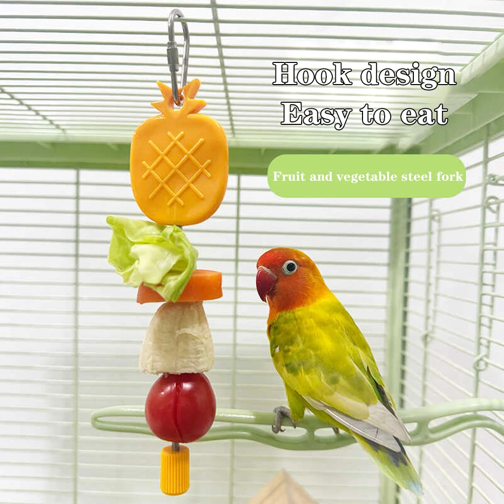 

Bird Food Holder Small Animal Fruit Vegetable Holder Stainless Steel Parrot Fruit Vegetable Stick Holder For Cockatiel Cockatoo