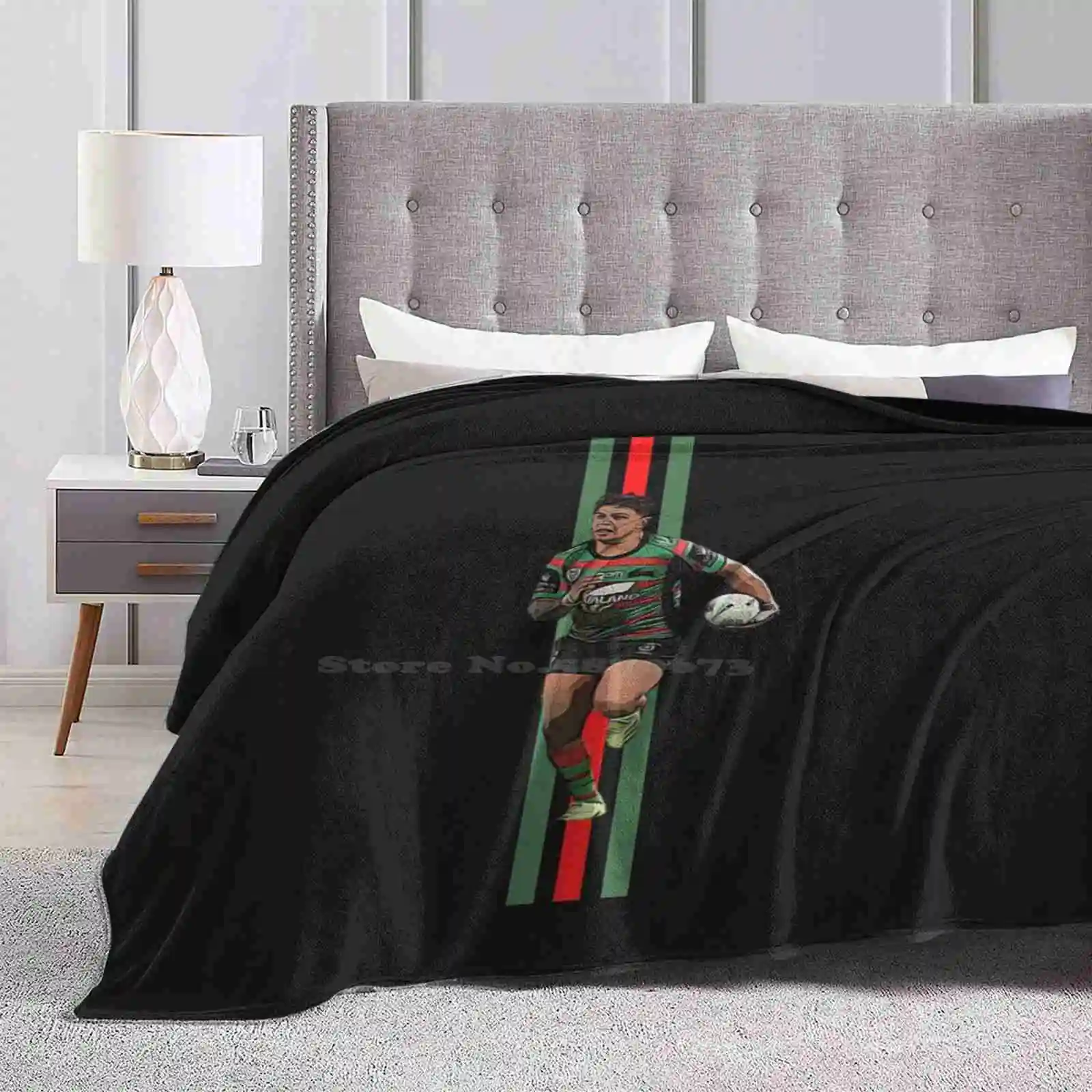 Latrell Mitchell South Sydney Rabbitohs Classic New Selling Custom Print Flannel Soft Blanket Nrl Rugby League Canberra Raiders