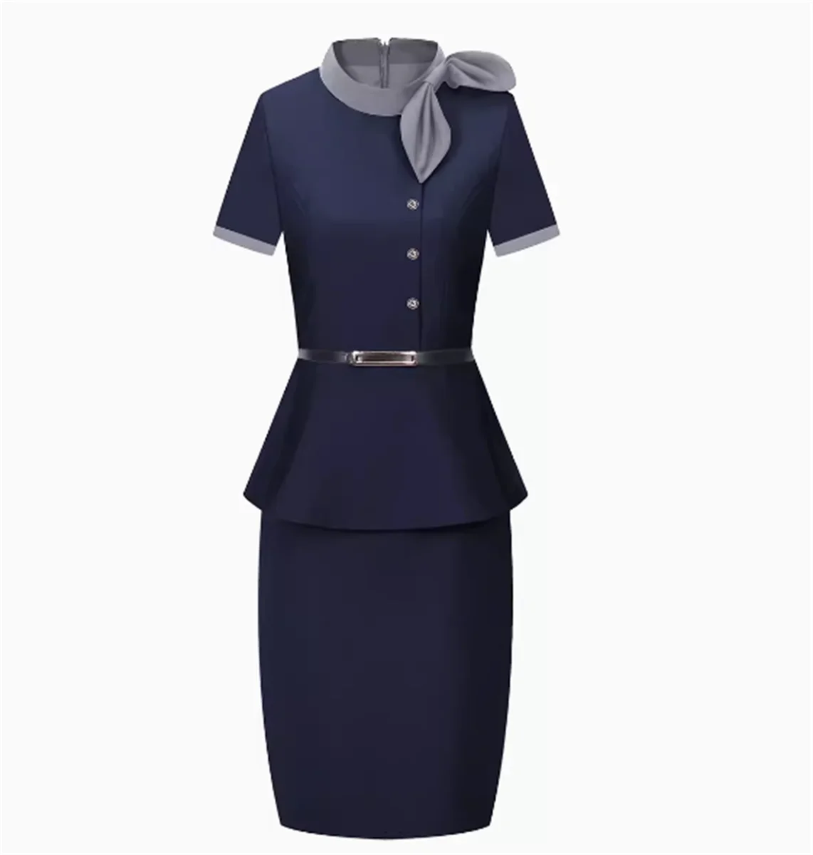 Flight attendant professional dress, fake two-piece set, spliced temperament, sales department, jewelry store, hip hugging skirt