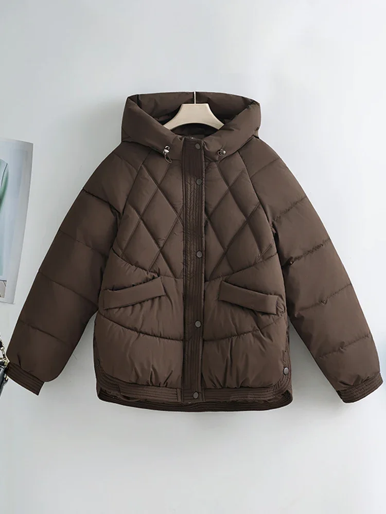 

Модная короткая зимняя Новое поступление, женская пуховая хлопковая куртка, теплое универсальное женское пальто небольшого размера