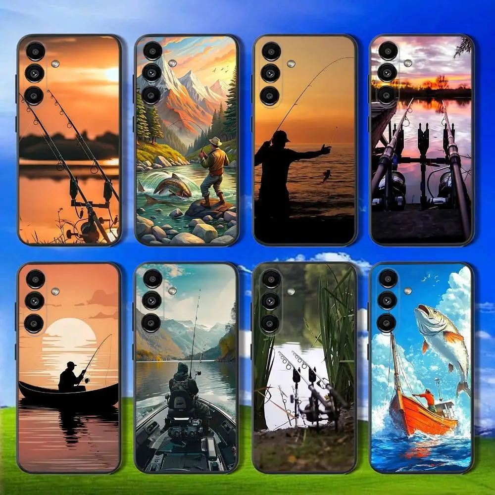 

Carp Fish Fishing rod coque Phone Case For Samsung Galaxy A13,A21s,A22,A31,A32,A52,A53,A71,A80,Soft Black Shell