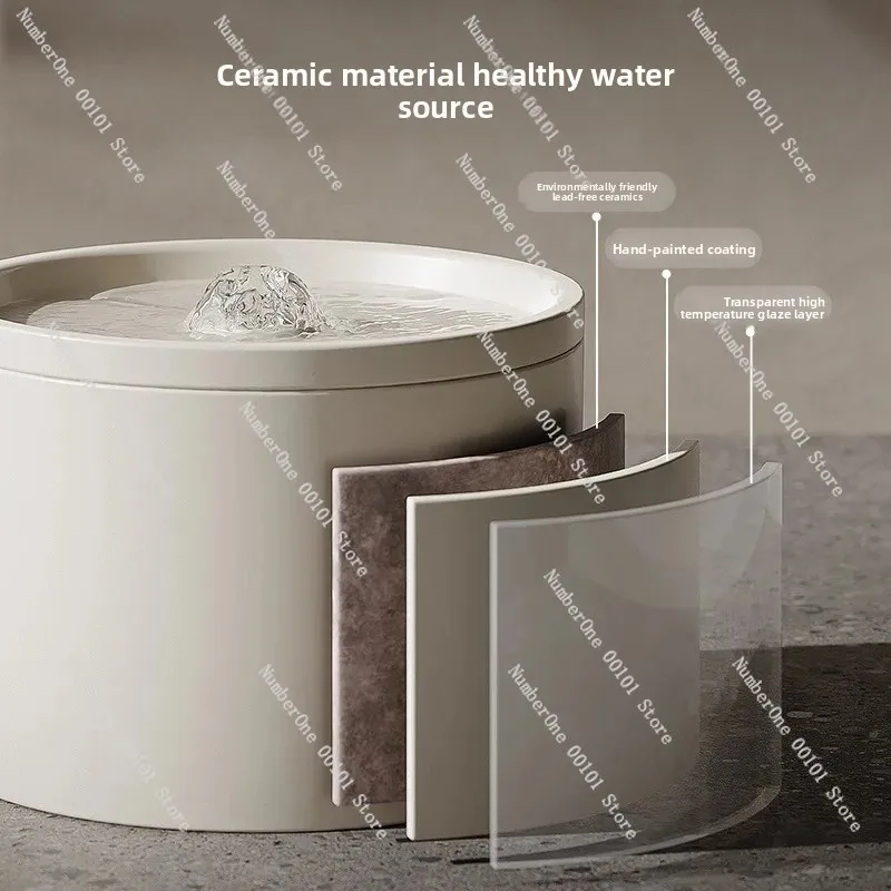 Ceramic Automatic Pet Water Dispenser, Circulating Fresh Water Bowl for Dogs Cats, Easy Drinking & Filtered Feeder