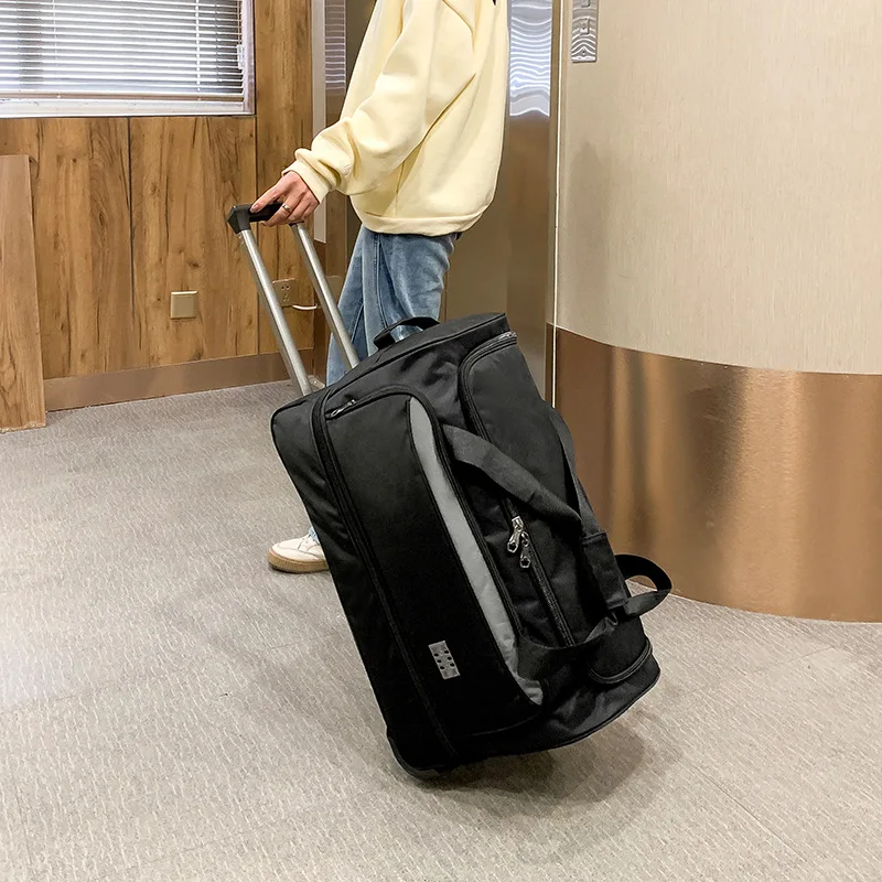 트롤리 백, 여행 남녀공용 기내 휴대 가방, 대용량 발수 더플 백, 접이식 단거리 가방