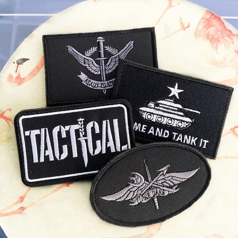 

Classic Black Emblem Patch Tactical Sword Wings Hook and Loop Embroidered Armbands Tank Morale Badge Backpack Stickers