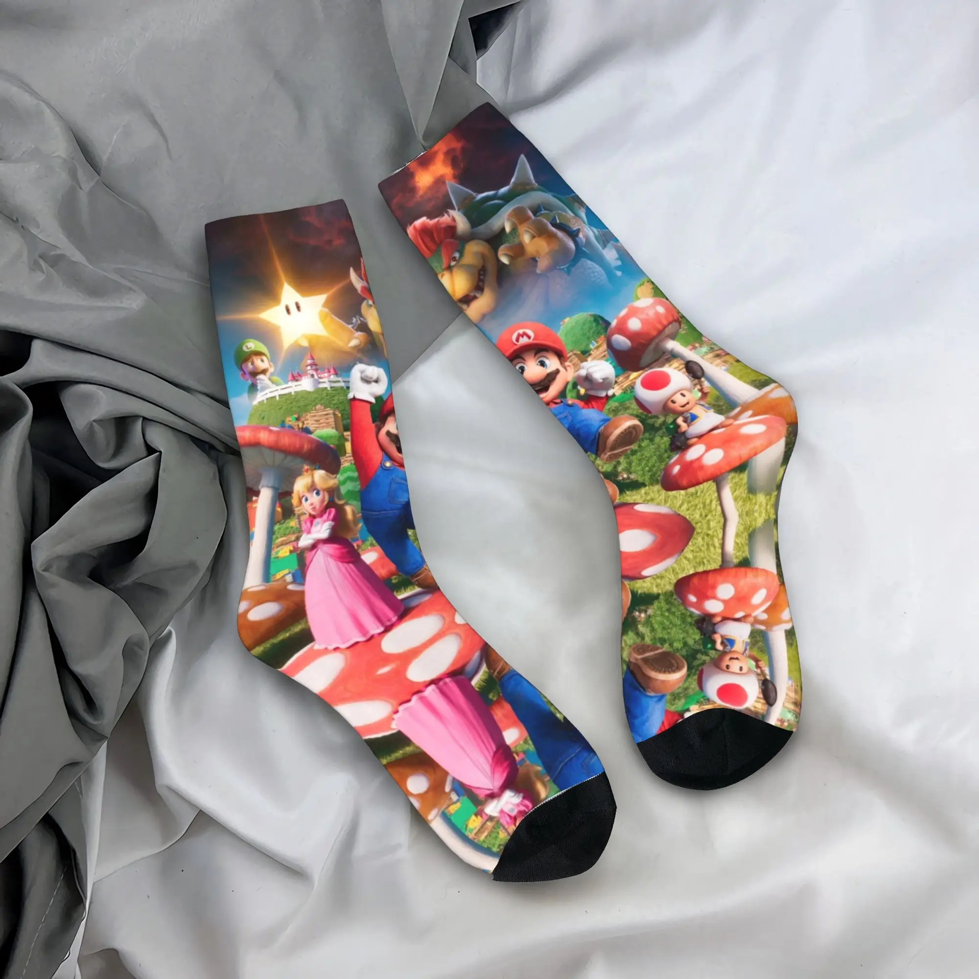 Marios Game Socks  Novelty Stockings Women Men Quality Outdoor Sports Socks Spring Design Anti Slip Socks