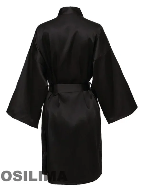 Wedding Party Team Bride Robe With Black Letters Kimono Satin Pajamas Bridesmaid Bathrobe SP2000