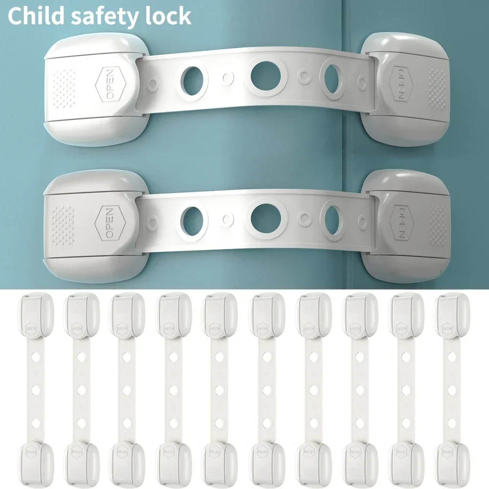 vvocci 3/5/10pcs Child Safety Cabinet Locks Baby Proofing No Installation Required Adhesive Pads for Drawers Toilet Fridge More