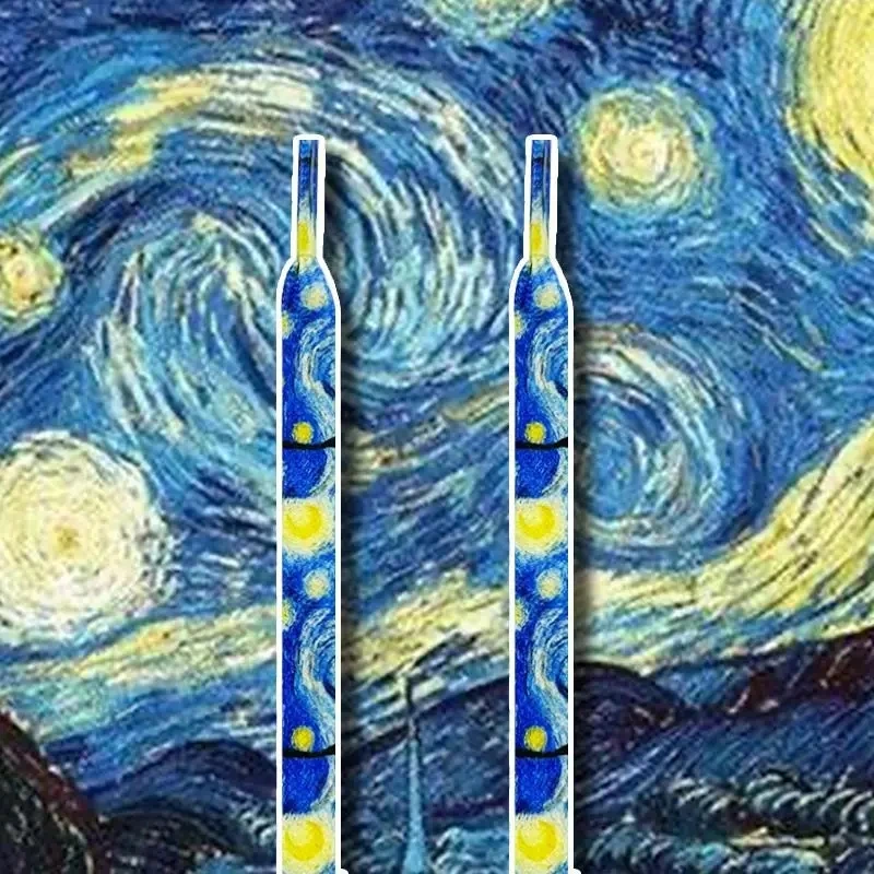 1 Pair World Famous Painting Sports Laces for Sneakers 8MM Width Flat Shoelaces Accessories Men Women Canvas Shoes 120/140/160CM