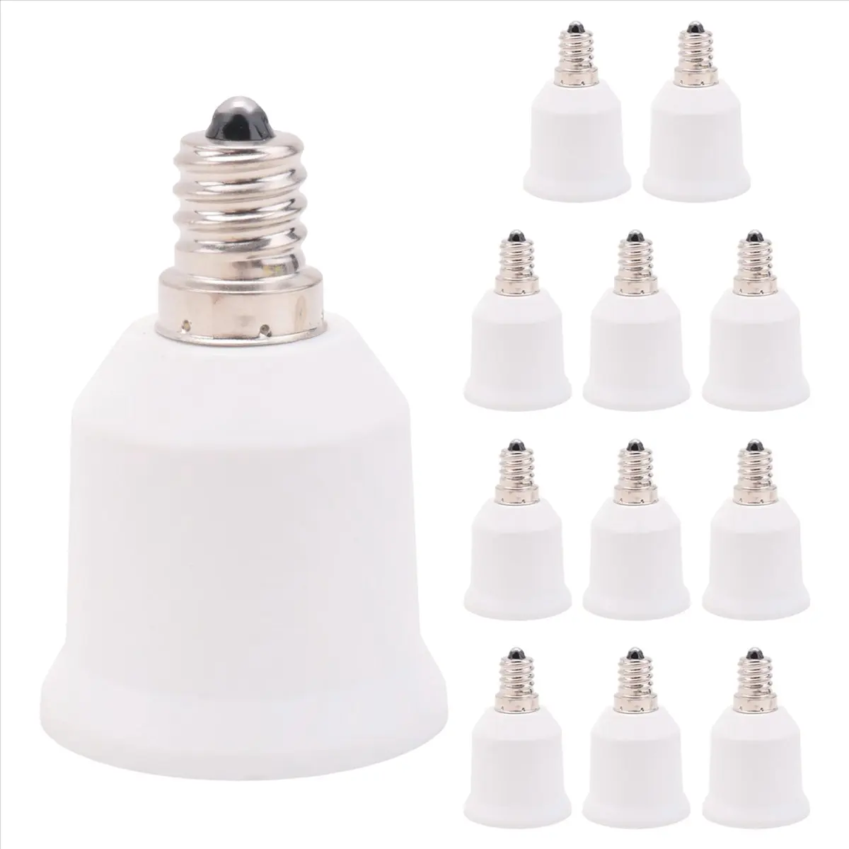 AA19 12 Pack E12 to E26 Adapter E12 Light Socket to Medium Base E26 E27 Converter Light Socket Adapter Chandelier Socket