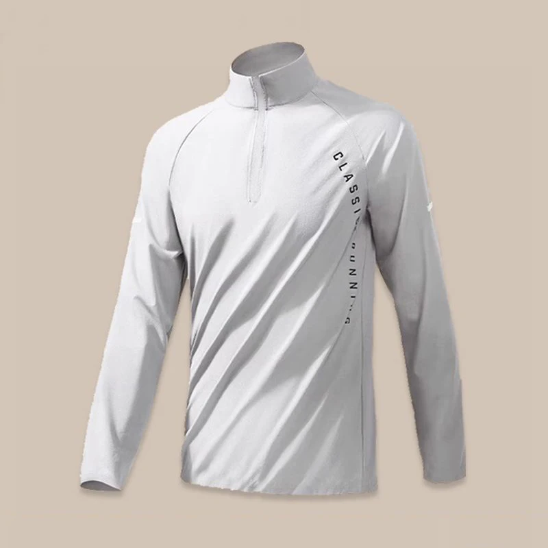 Spring New Sports Casual Versatile Half Zipper Training Short Sleeve Set Men's Stand Neck Letter Pocket Quick Drying T-shirt Top