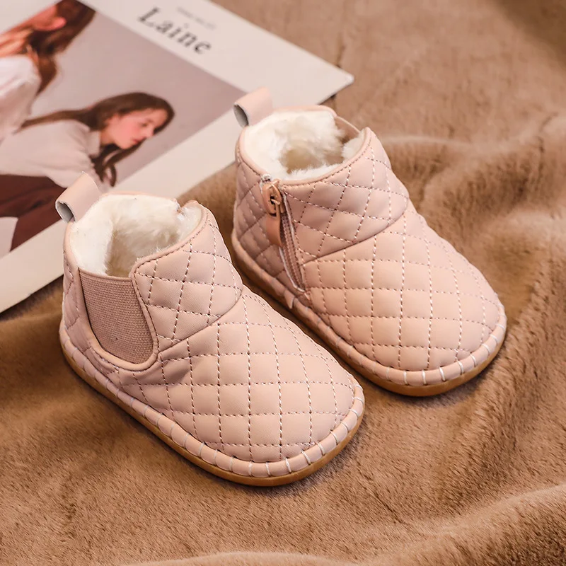 Kinder Winters tiefel Baby Mädchen Jungen Schneeschuhe warme Plüsch wind dichte Kinder Baumwolle gepolsterte Schuhe weiche Sohle rutsch feste Kinderschuhe