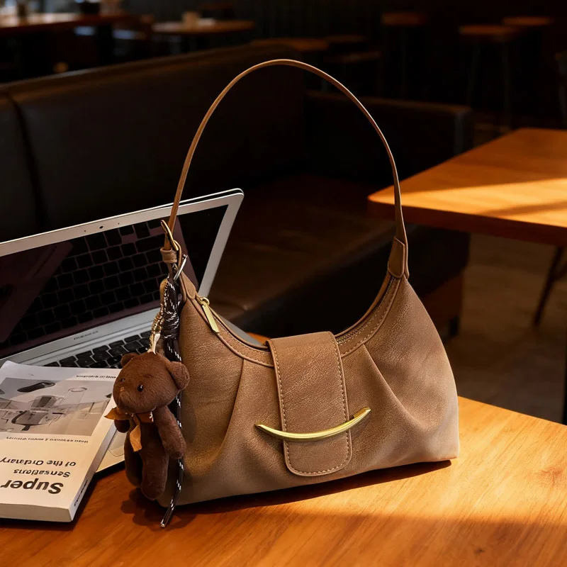 

2025 Women's Luxury Underarm Bag, Genuine Leather Multi-way Shoulder Crossbody Purse, Vintage Small Tote for Work Commute Dating