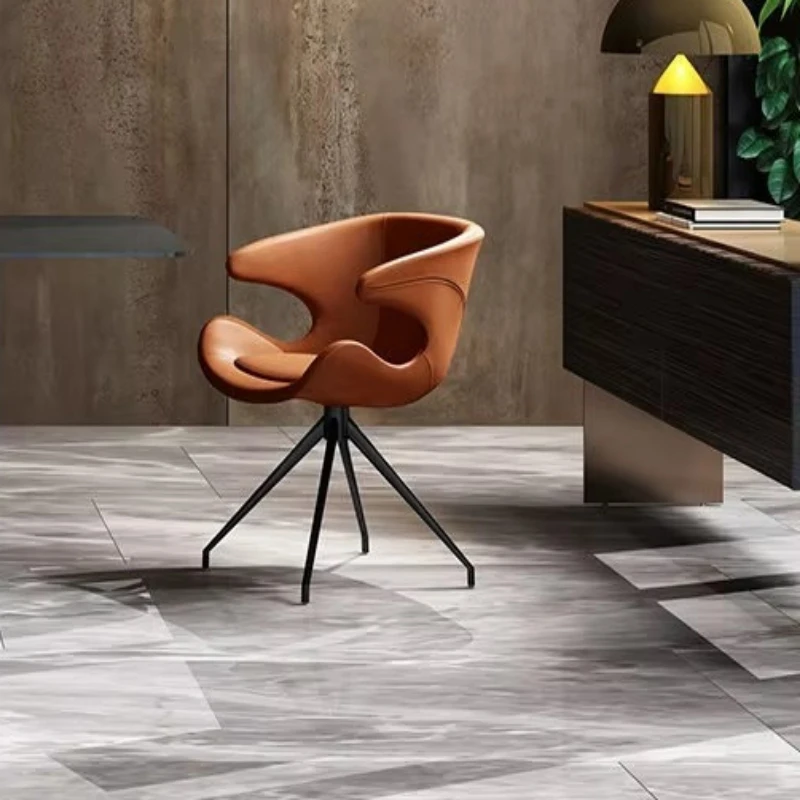 Leisure chair simple modern rotating lazy chair with armrests soft leather backrest home