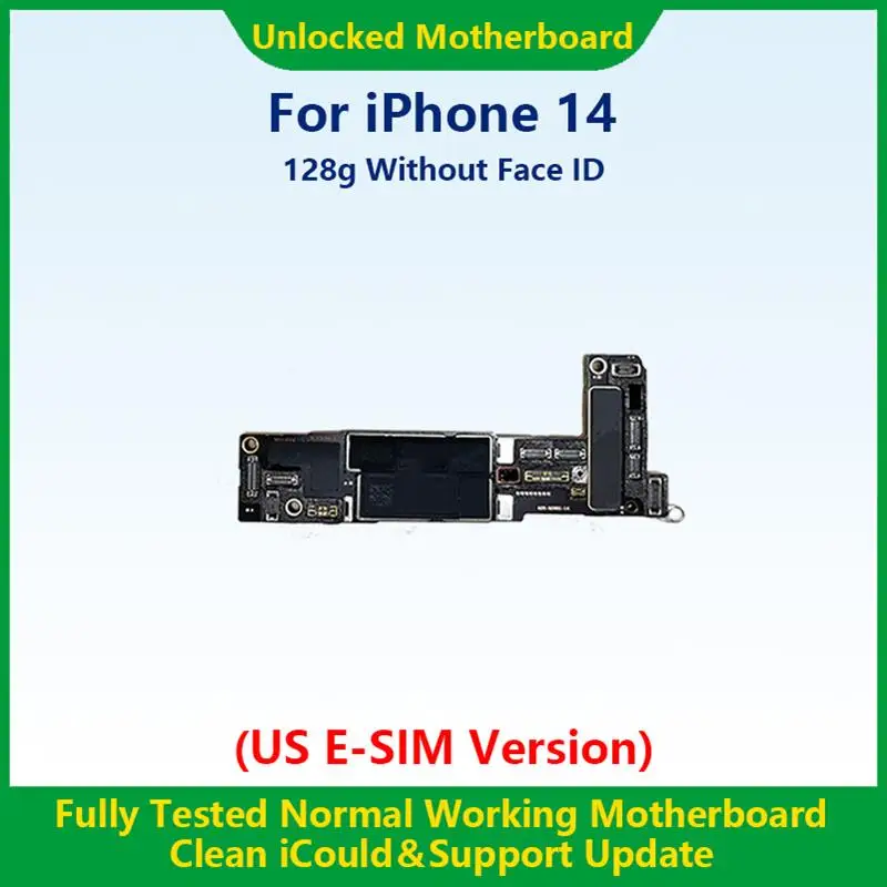 2025 100%Working Fully Tested Mainboard For iPhone 14 Pro Max Unlocked Motherboard With Face ID Cleaned iCloud US E-SIM Version