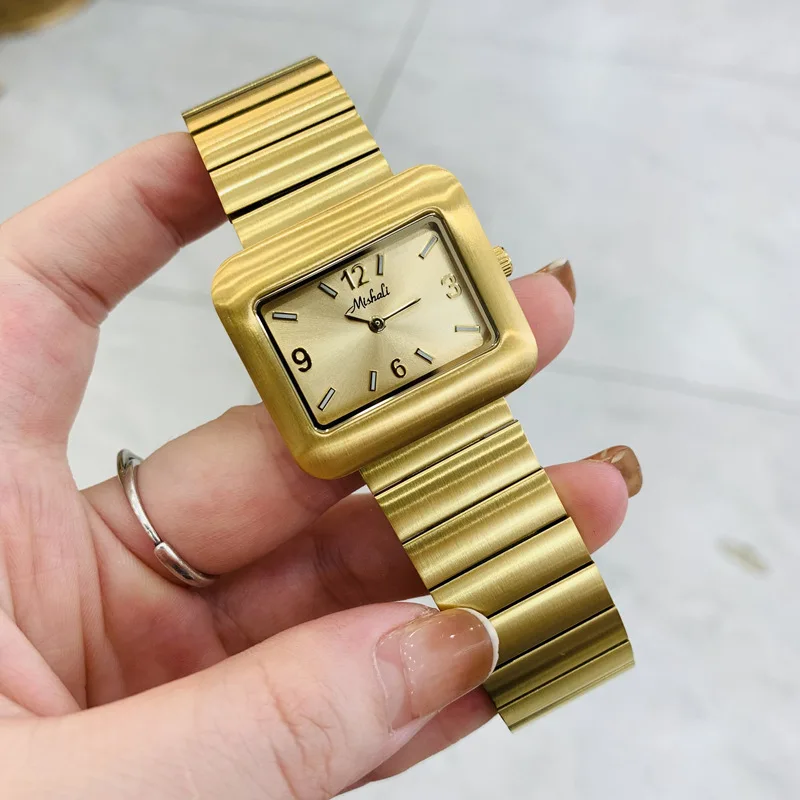 Newsimple and elegant women's watchtrendy square classic stainless steel automatic waterproof quartz women's watch birthday gift